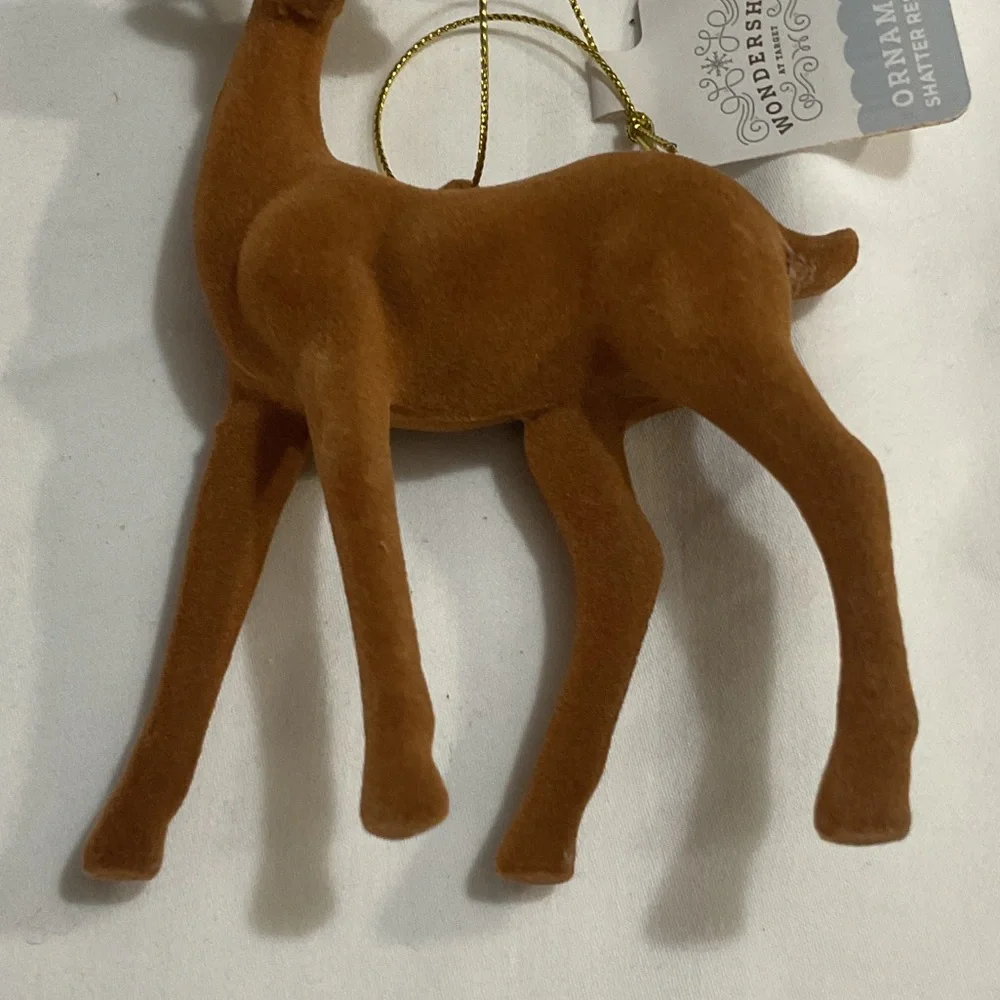 Wondershop Velvet Brown Reindeer Ornament with Glitter Antlers
